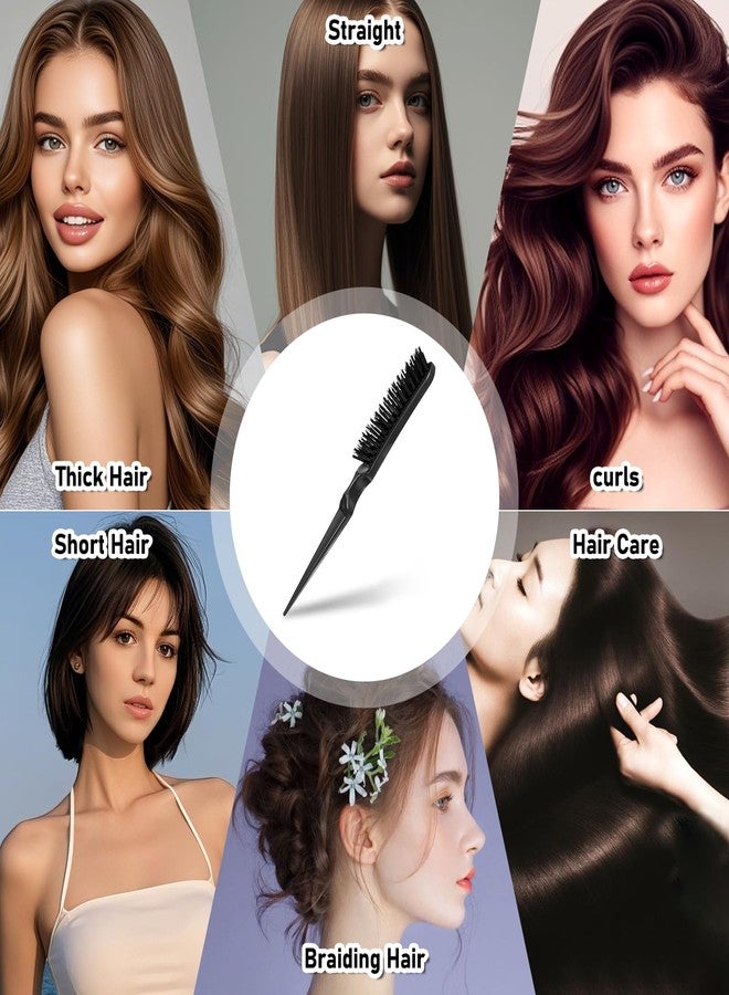 فرشاة تصفيف شعر بشعيرات الخنزير البري للنساء، فرشاة تصفيف شعر سوداء بشعيرات نايلون، فرشاة تصفيف شعر احترافية بشعيرات الخنزير البري - فرشاة للشعر الناعم - فرشاة للتحكم في أطراف الشعر وتصفيفه عكسيًا - Image 4